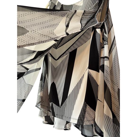 Dressbarn Geometric Abstract High Low Sleeveless Blouse Black White XL - Picture 6 of 10